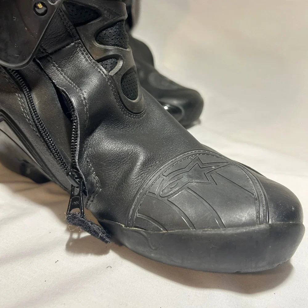 Alpinestars Supertech Motorcycle Racing Boots Black White Mens US 9 Euro 43 3082